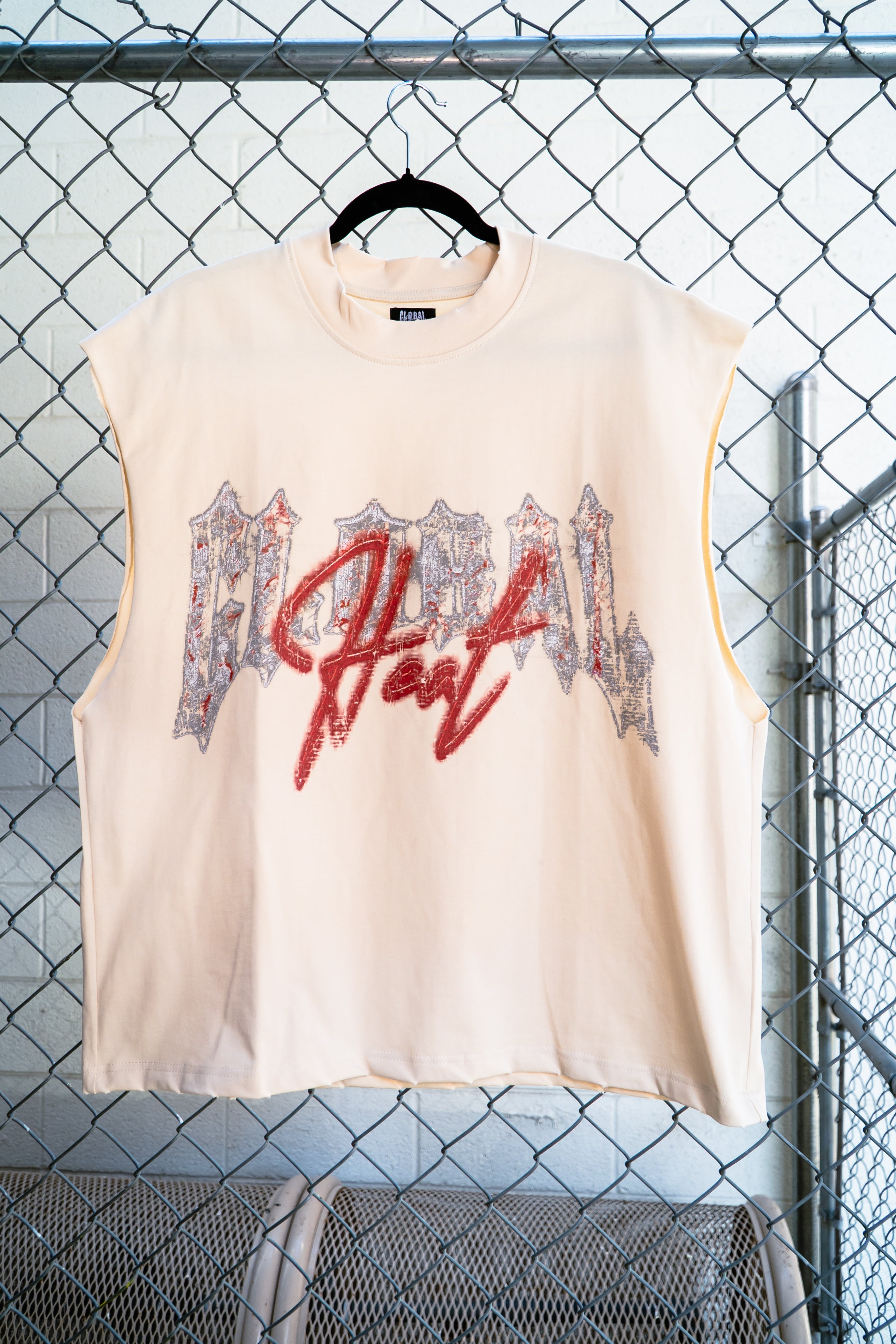 Cream Global Rockstar Cut-Off Tee