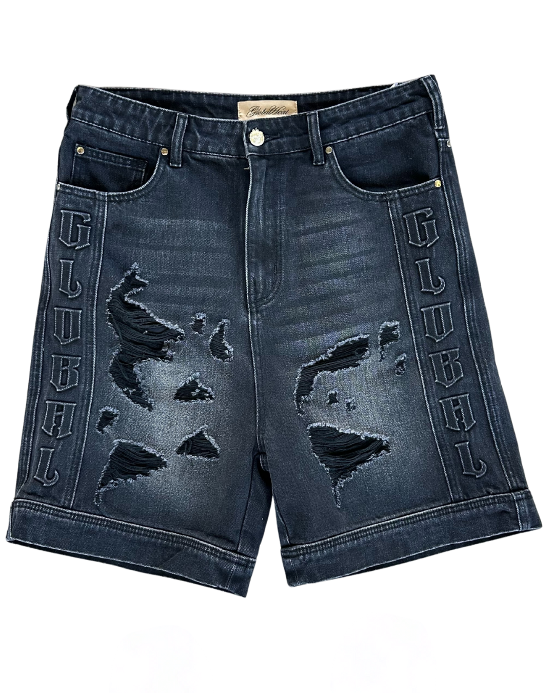 Black Global Denim Shorts