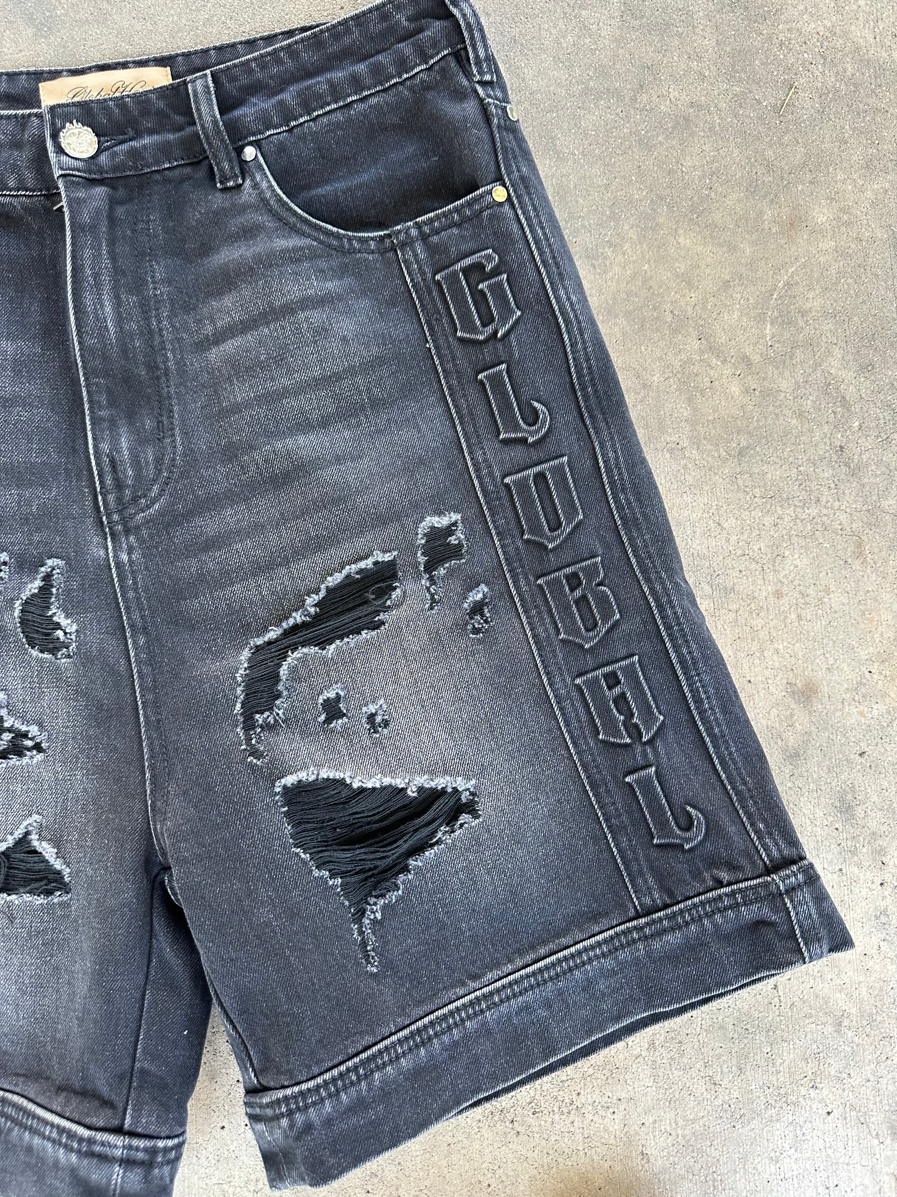 Black Global Denim Shorts
