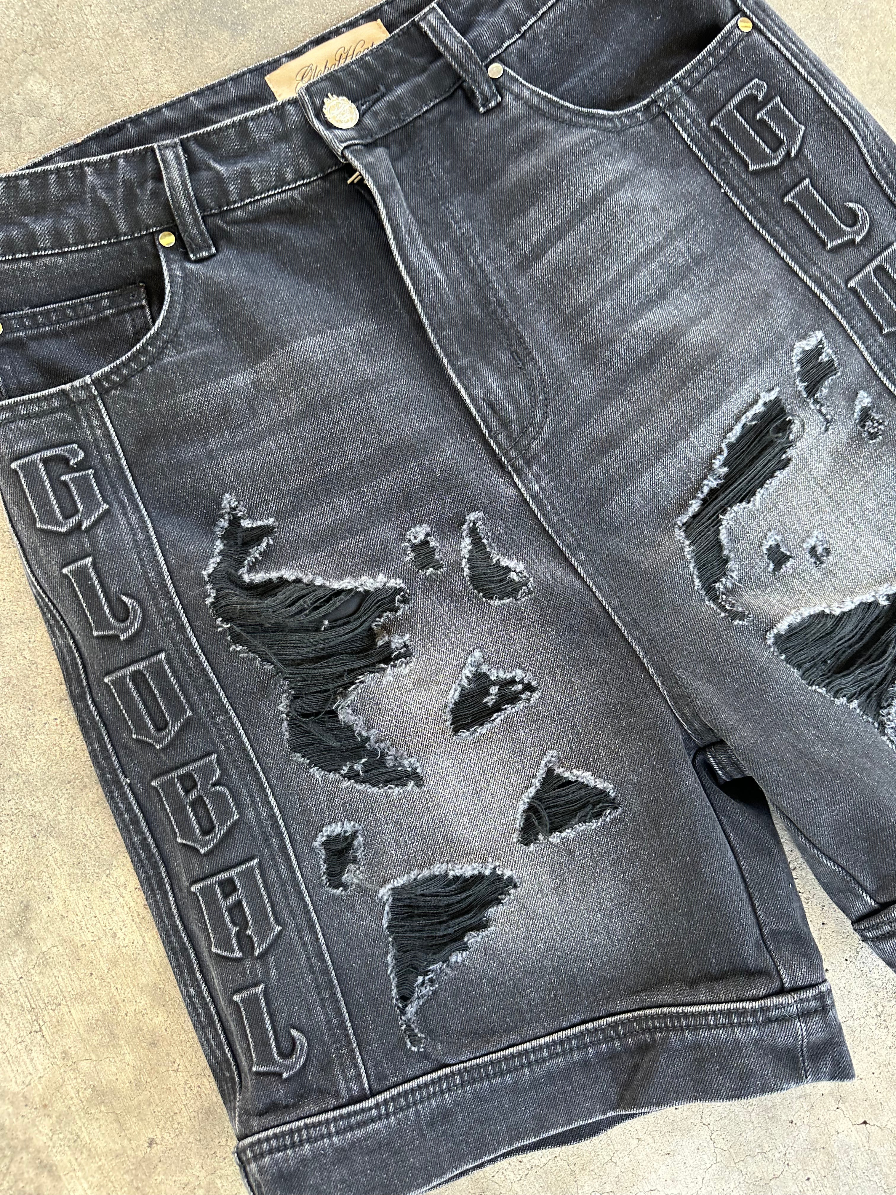 Black Global Denim Shorts